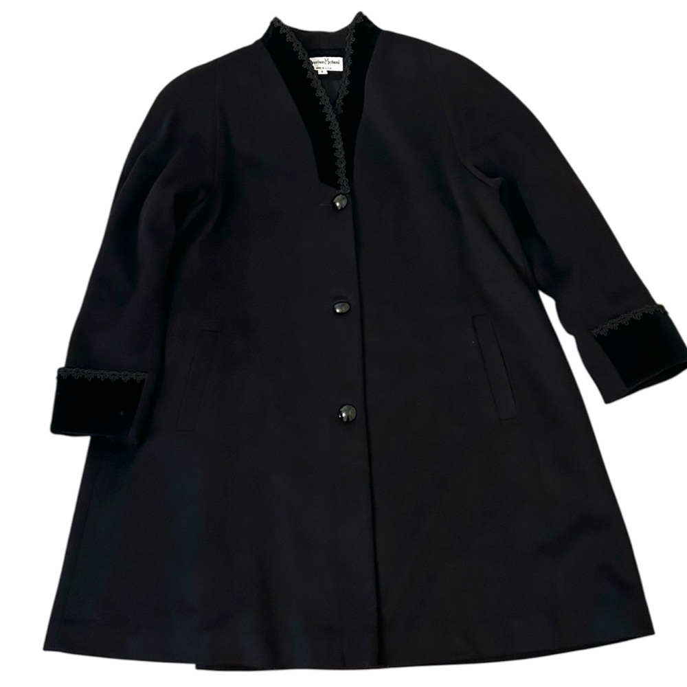 Jonathan Michael Velvet Trim Wool Nylon Black Coat Women’s Size 8